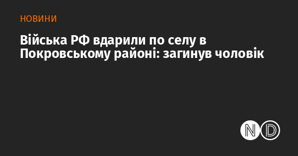 Військові сили Росії завдали удару по населеному пункту в Покровському районі, внаслідок чого загинув чоловік.